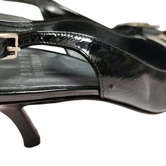 STUART WEITZMAN Dynasty Slingback Buckle Pumps Black Carolyn Bessette Kennedy 8 - Picture 3 of 12